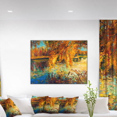 Autumn Forest and Sky Landscape - Wrapped Canvas Print