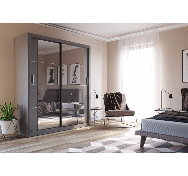 Nastasja 2 Door Manufactured Wood Wardrobe, Grey