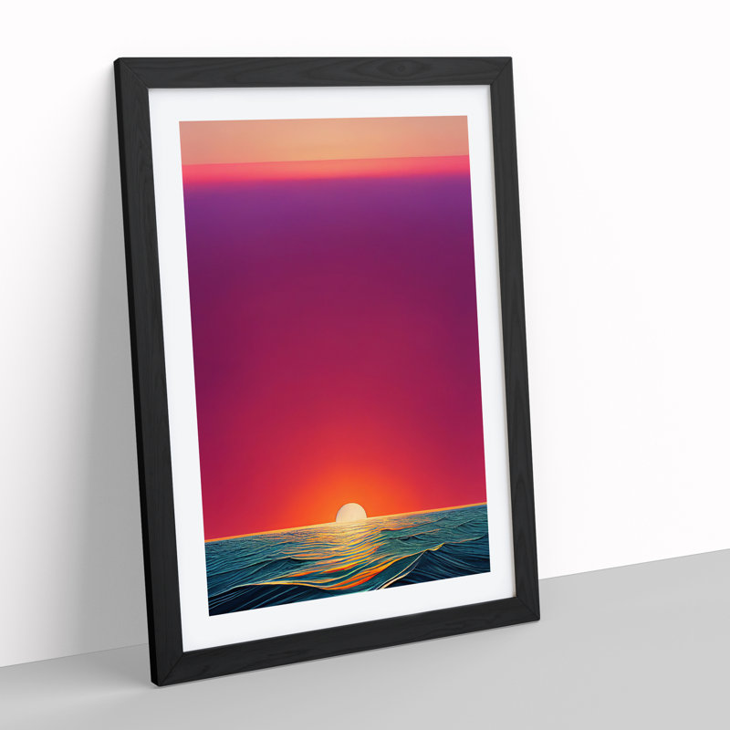 Vivid Sunset View - Wall Art, Black Framed, 36cm H x 27cm W, White