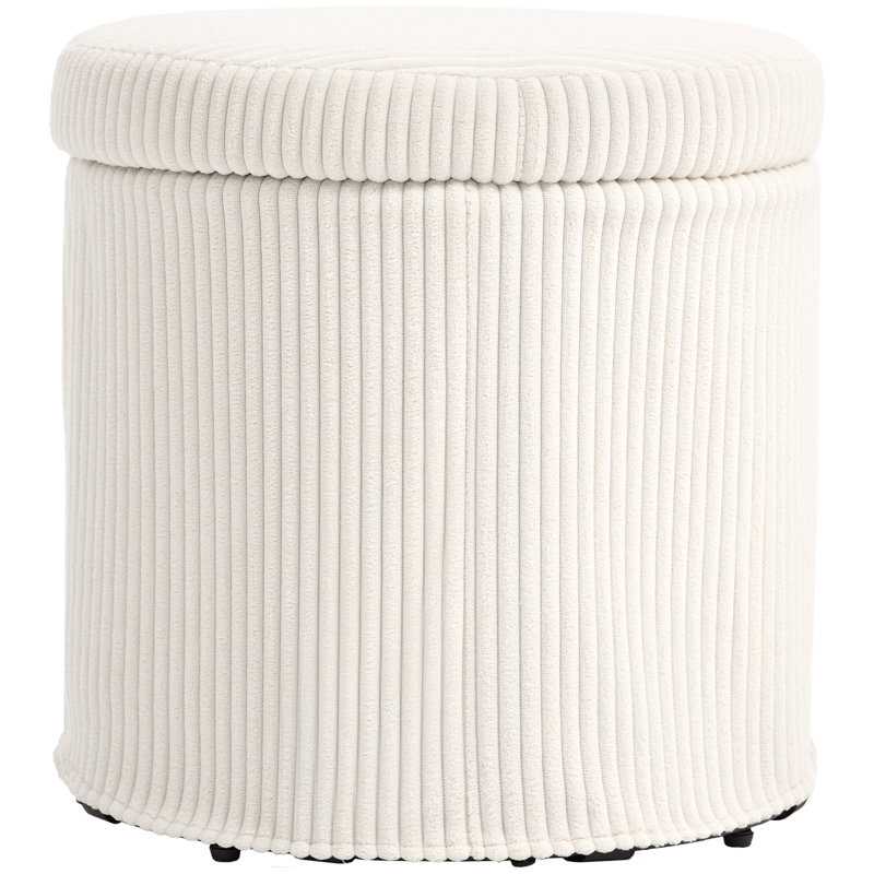 40cm Wide Standard Ottoman, Beige Corduroy (100% Polyester), Foam, Steel