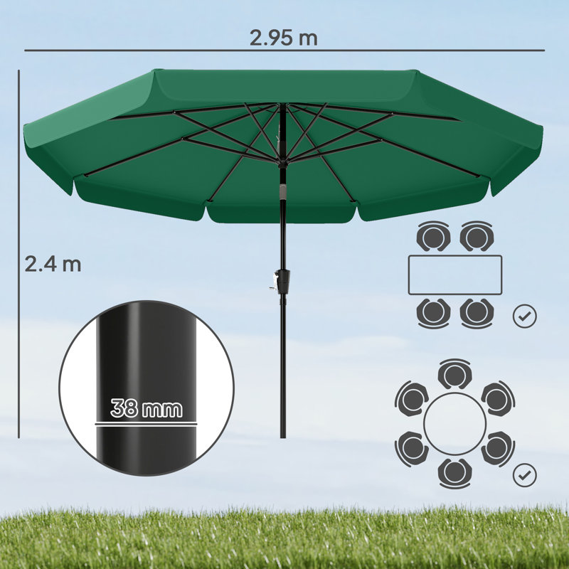 295cm Market Parasol, Green
