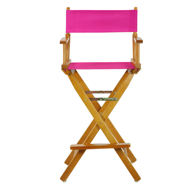 30" Folding Director Chair with Canvas, Honey Oak, Magenta