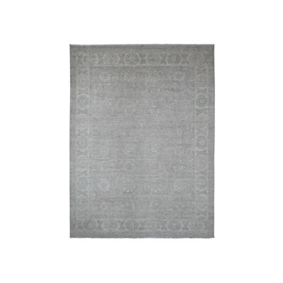 8'11" x 11'11" New Hand Knotted Grey Wool Rectangle Oriental Rug - MOA10220166