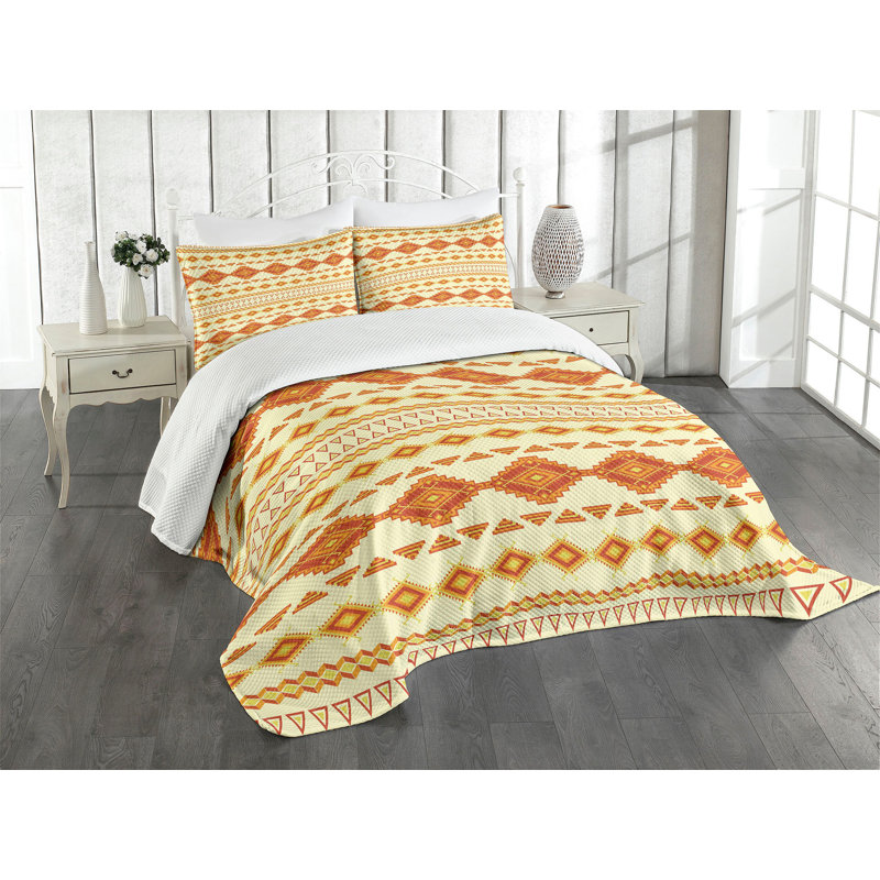 Ambesonne Aztec Bedspread Mexican, King Bedspread + 2 Standard Shams