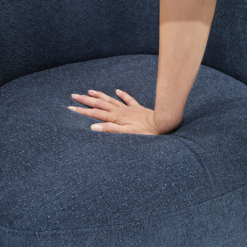 Fauteuil demi-tonneau pivotant en bois massif Boucle, Bleu