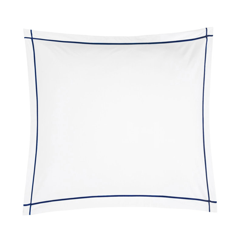 Classic Hotel 100% Cotton Shams, white/ navy, Euro