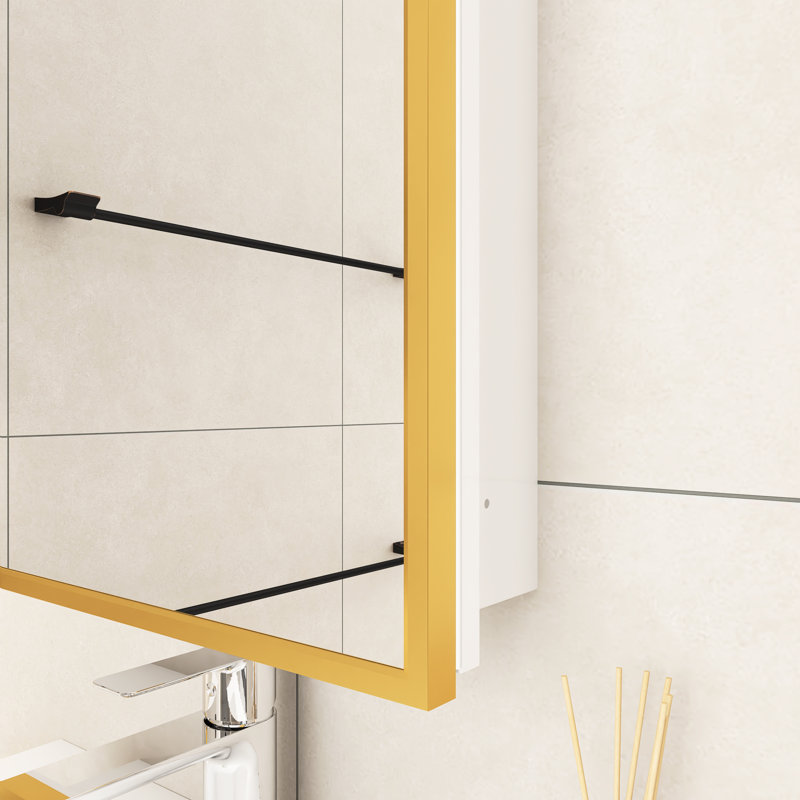 Armoire à pharmacie en fer ou à fixation en surface Meshal l 16 po H 28 po avec porte en miroir