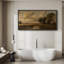 «Rustic Countryside», campagne rétro, paysage de rivière, rétro, très grande œuvre d'art, art mural-100937117-111568263