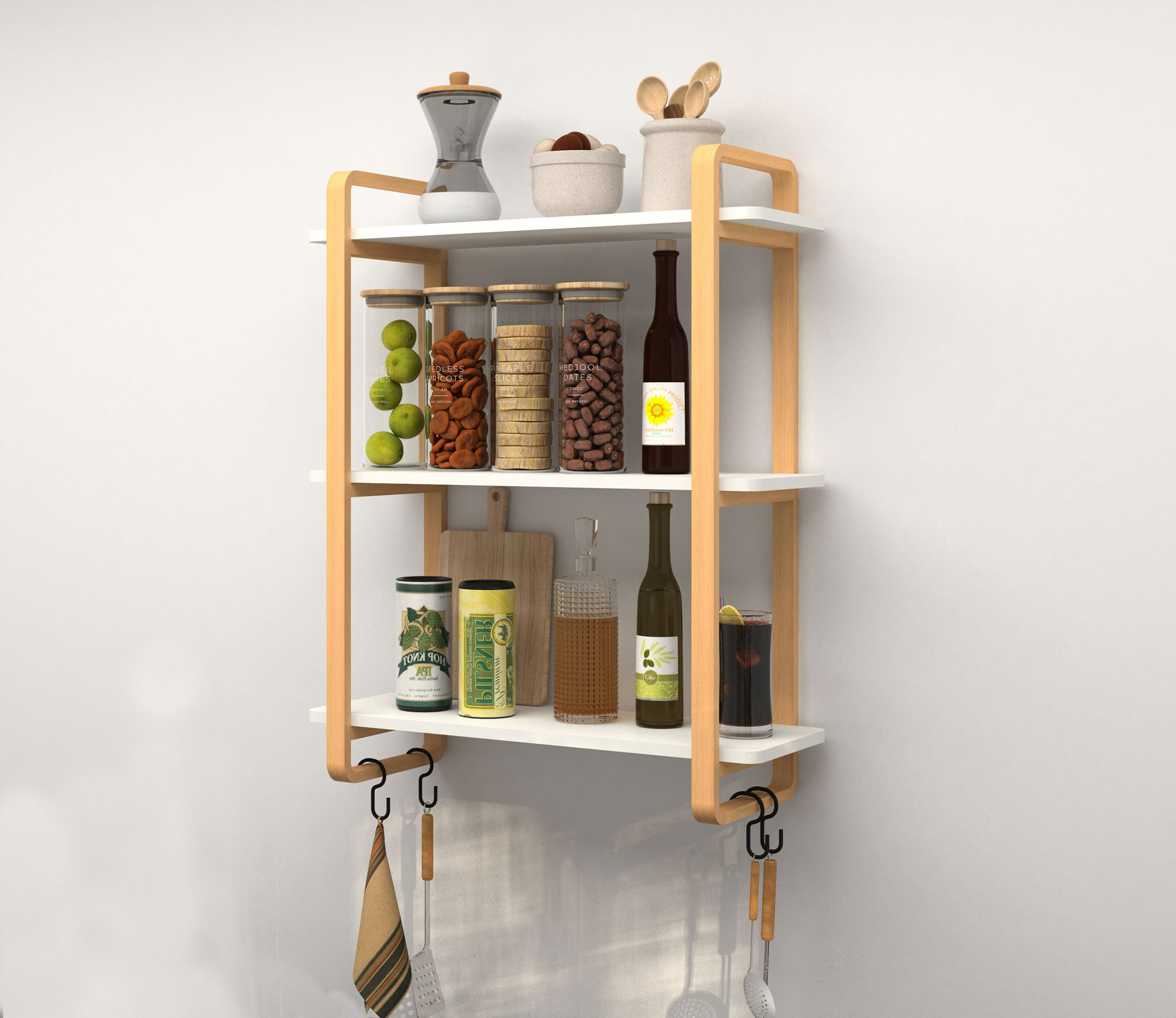 Hokku Designs Alexsandro Three-layer Solid Wood Storage Rack, Bookshelf ...