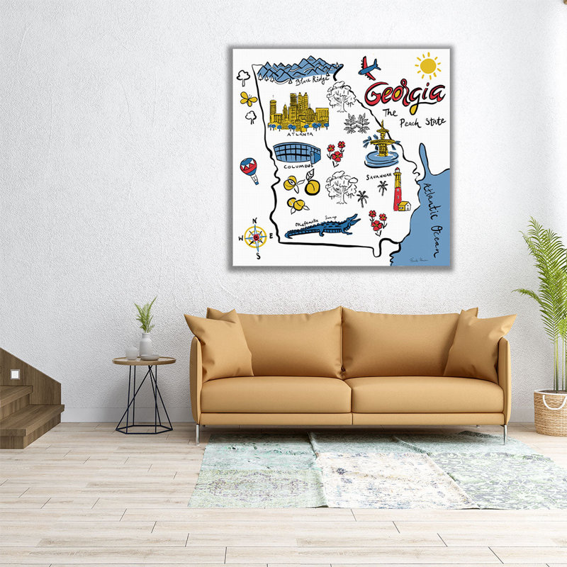 Géorgie - reproduction d'art sur toile, H 24 po x l 24 po