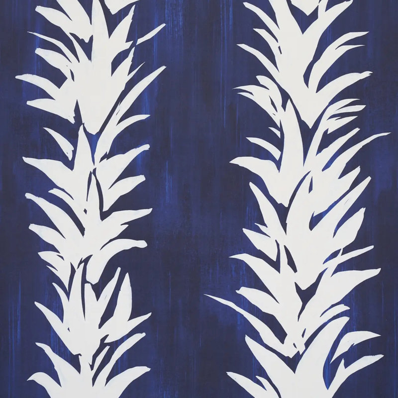 Schumacher x Backdrop White Lotus Wallpaper, Cobalt, Paper