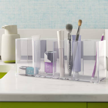 Acrylic 3 Compartment Clear Makeup Brush Case Everly Quinn
