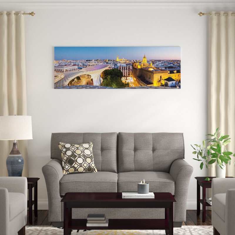 «Seville At Dusk, Andalusia, Espagne» par Matteo Colombo, impression sur toile, H 12 po x l 36 po x P 1,5 po, Toile tendue