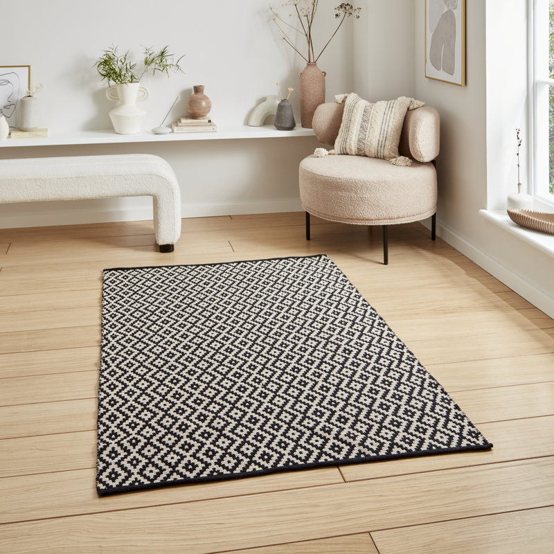Hazuko Rectangle 120 cm x 170 cm Geometric Cotton Hand Braided Dhurrie