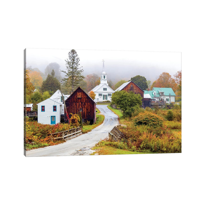 Waits River White Church,Vermont New England by Susanne Kremer - Wrapped Canvas Gallery-Wrapped Canvas Giclée