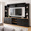 Grande armoire de divertissement de style campagnard noir avec tablette réglable en noyer pour téléviseur quatre en un