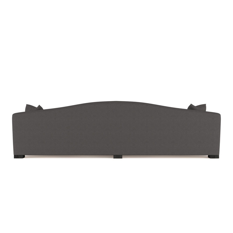 Horatio Camelback Taper Curved-Arm Extra Long Sofa, 33" H x 120" W x 36" D, Box Weave Linen Graphite, Ebony