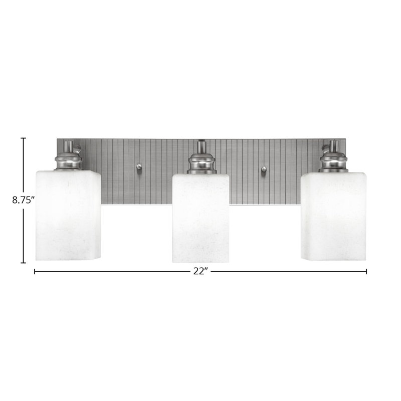 Éclairage pour meuble-lavabo 3 lumières Ave, Nickel brossé, Blanc