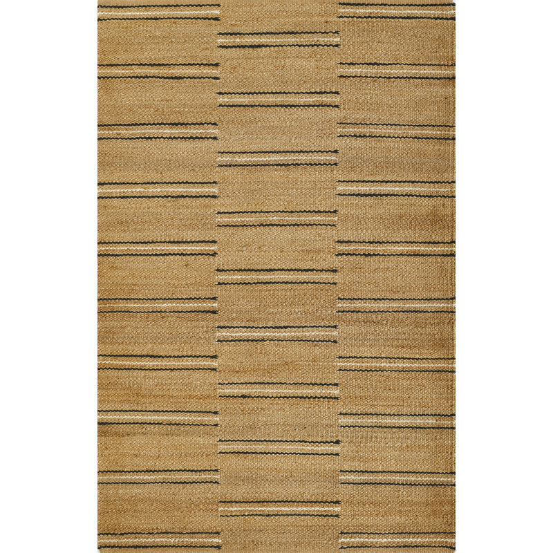 Handwoven Black Stripe Wool-Chenille 9' x 12' Area Rug