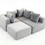 Gris en velours côtelé, 4 sièges, conception compressée, sans assemblage, modulaire pour les espaces de vie confortables - siège avec réglage principal tout en douceur