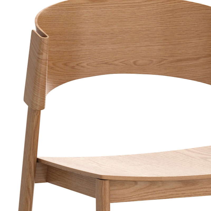 Chaise de salle à manger Mid-Century moderne en bois massif et placage, ensemble de 2, Bois de chêne