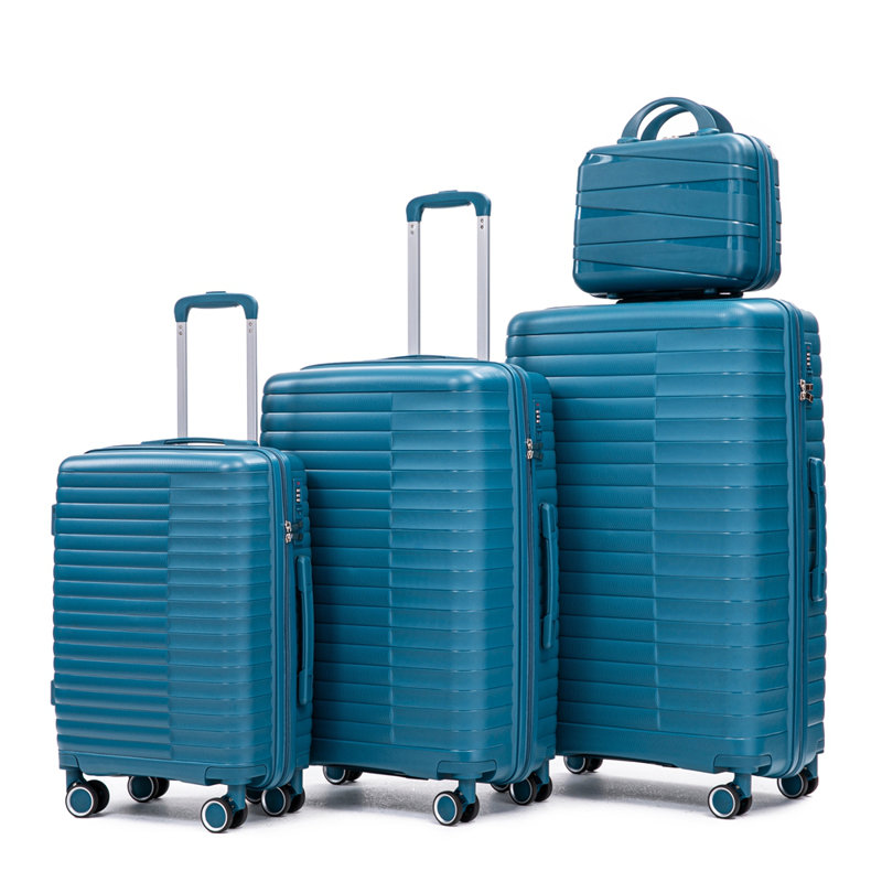 14 "/ 20" / 24 "/ 28" 4 pièces / ensemble dans un bagage à roulettes en PP, une valise de transport, une tringle en fer, une serrure à mot de passe à combinaison, un étui à cosmétiques de 14 po