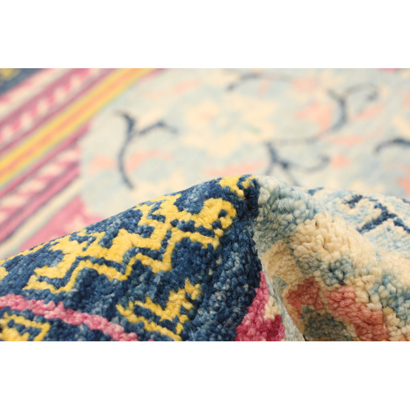 Tapis décoratif en laine de conception unique noué à la main New Age Peshawar rose/gris 7 pi 10 po x 9 pi 10 po Buckins