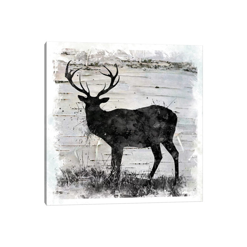 Birchbark Deer by Carol Robinson - Painting on Canvas, Wrapped Canvas, 45.72 cm H x 45.72 cm W x 3.175 cm D
