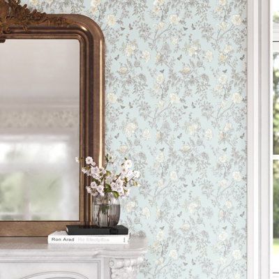 Ottoville Butterfly Toile 33' L x 20.5" W Wallpaper Roll