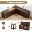 63" L Shaped Storage Bench, Breakfast Nook Bench with Hidden Storage, Wooden Corner Dining Benches Seating, Breakfast Nook Table Set for Entryway, Dining Room, Kitchen, Walnut Brown-133418596