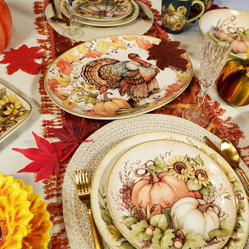 Autumn Breeze Ceramic Oval Turkey Platter