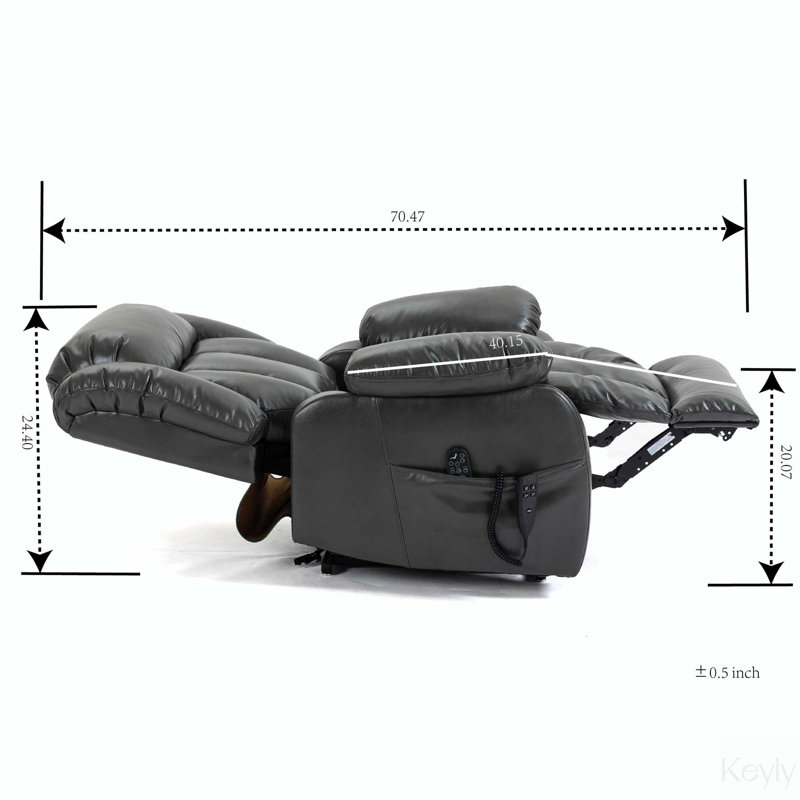 Fauteuil de massage inclinable électrique chauffant, Faux cuir gris antique