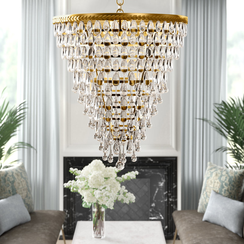 Lustre à niveaux unique 7 lumières Beno, Laiton