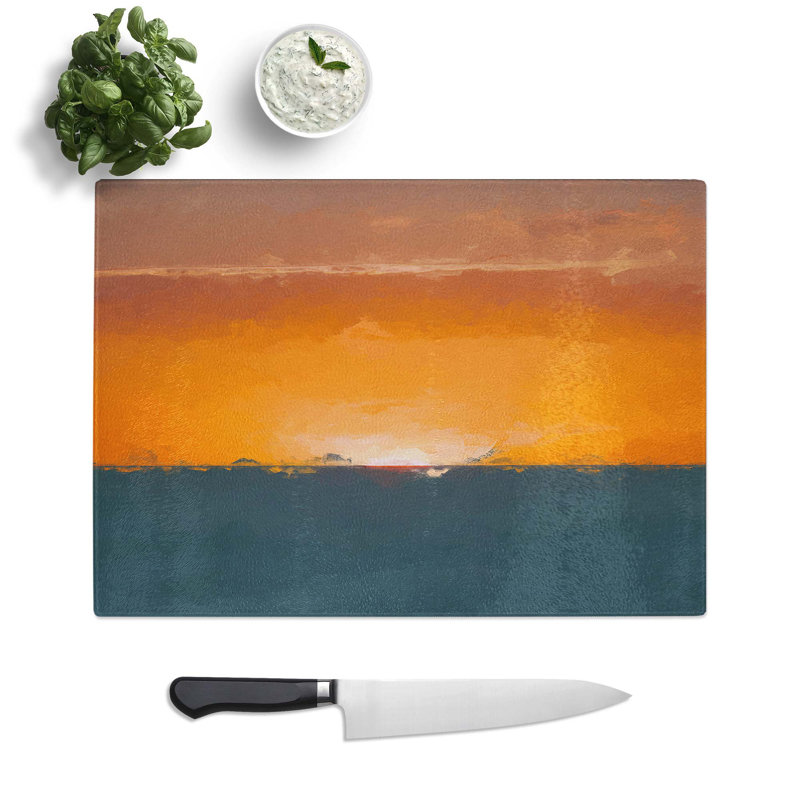 Tempered Glass Sunrise Horizon Chopping Board, 39 cm W x 28.5 cm L