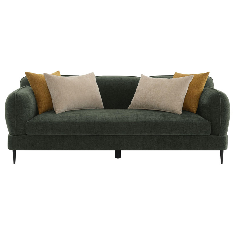 Chenille Modern Track Arm Sofa, Green