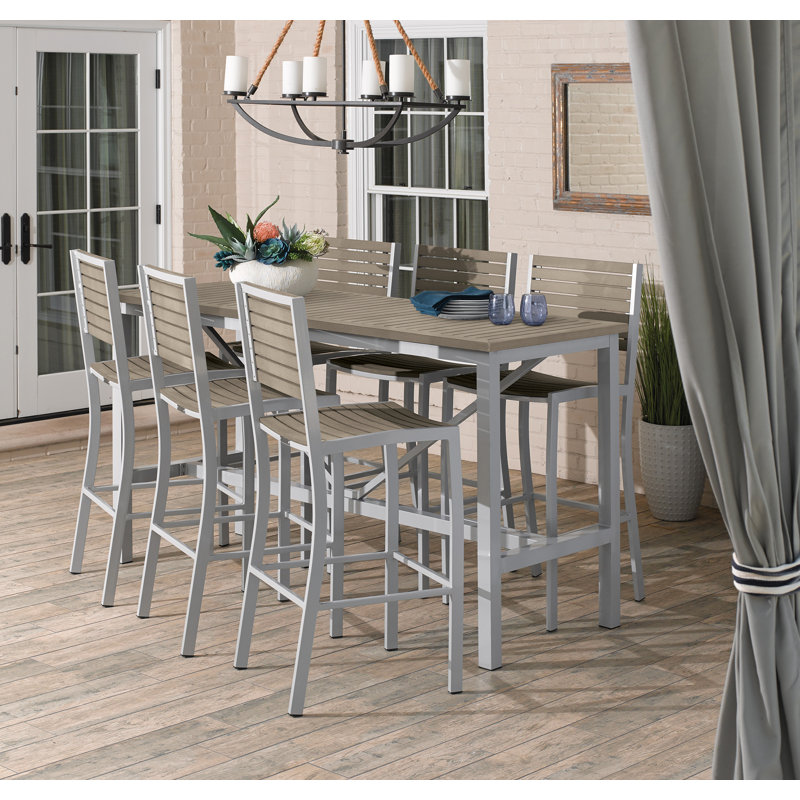 Travira Aluminum Bar Table, Teakwood Vintage