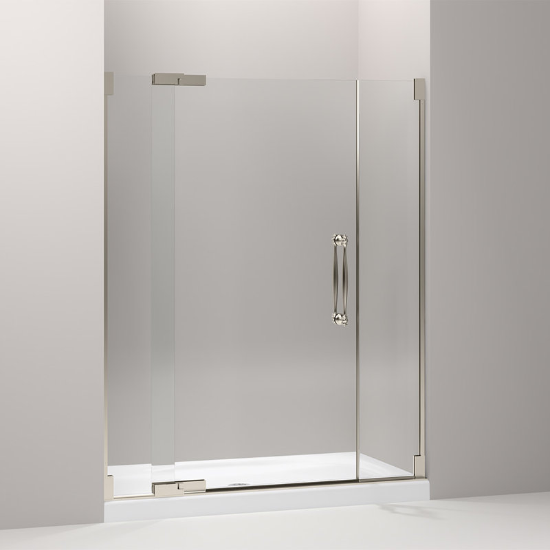 Finial 59.75" x 72.25" Pivot Shower Door, Bronze brossé anodisé