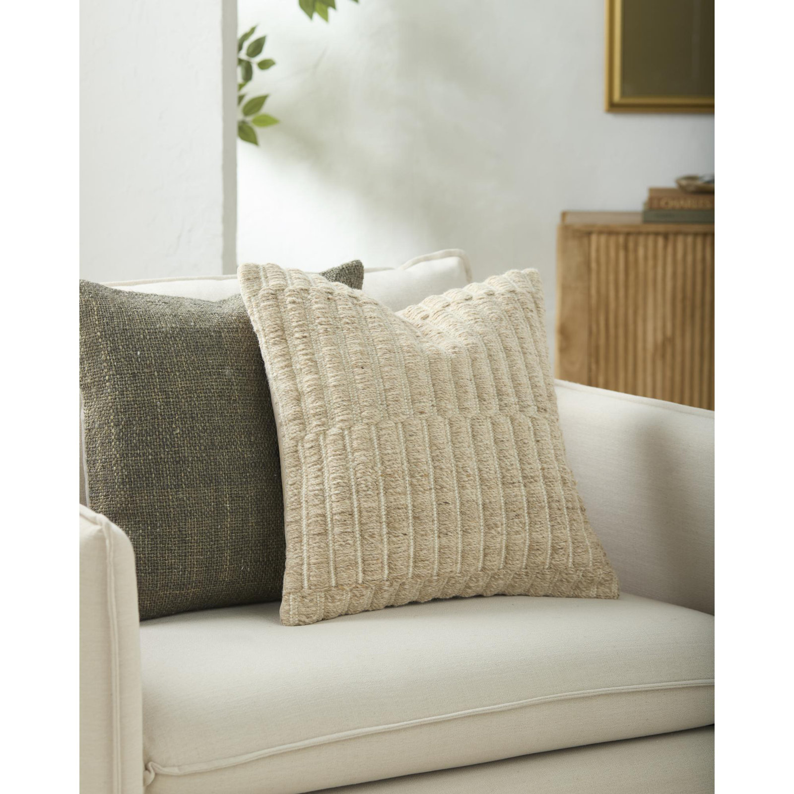 Monacizzo Accent Pillow, Polyester, Tan, Square 18"