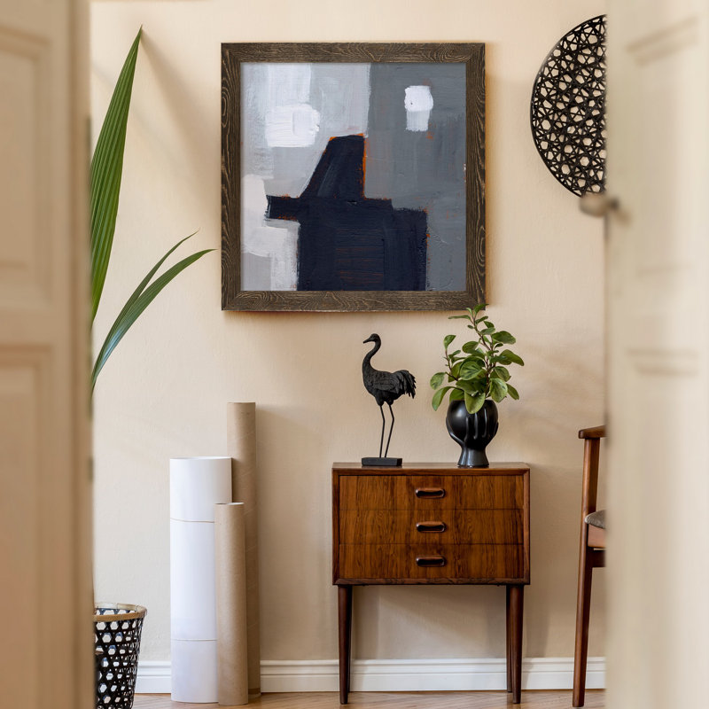 Concrete Wall III, reproduction d’art sur toile encadrée, H 27,5 po x l 27,5 po x P 1,5 po, Cadre noyer