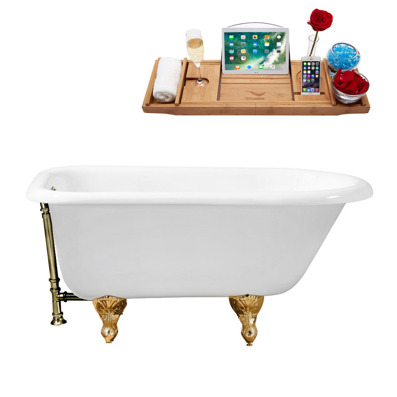 Baignoire de trempage sur pattes 48 "Streamline, Nickel brossé, Or poli