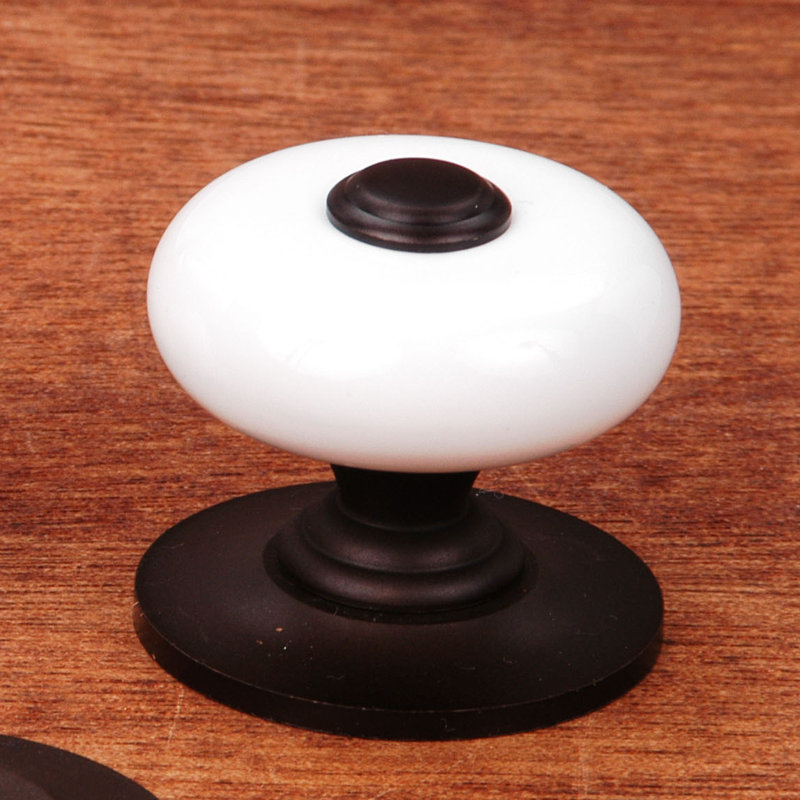 CK Series Diameter Mushroom Knob, White / Oil Rubbed Bronze, 1.25" H x 1.25" W x 1.38" D