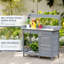 Table de rempotage pour l'extérieur, poste de travail de jardin gris avec tiroir, banc galvanisé, espace de rangement fermé,