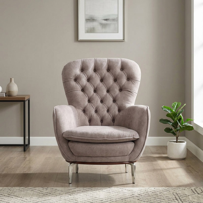 Fauteuil Chesterfield Eve, Brun, Doré
