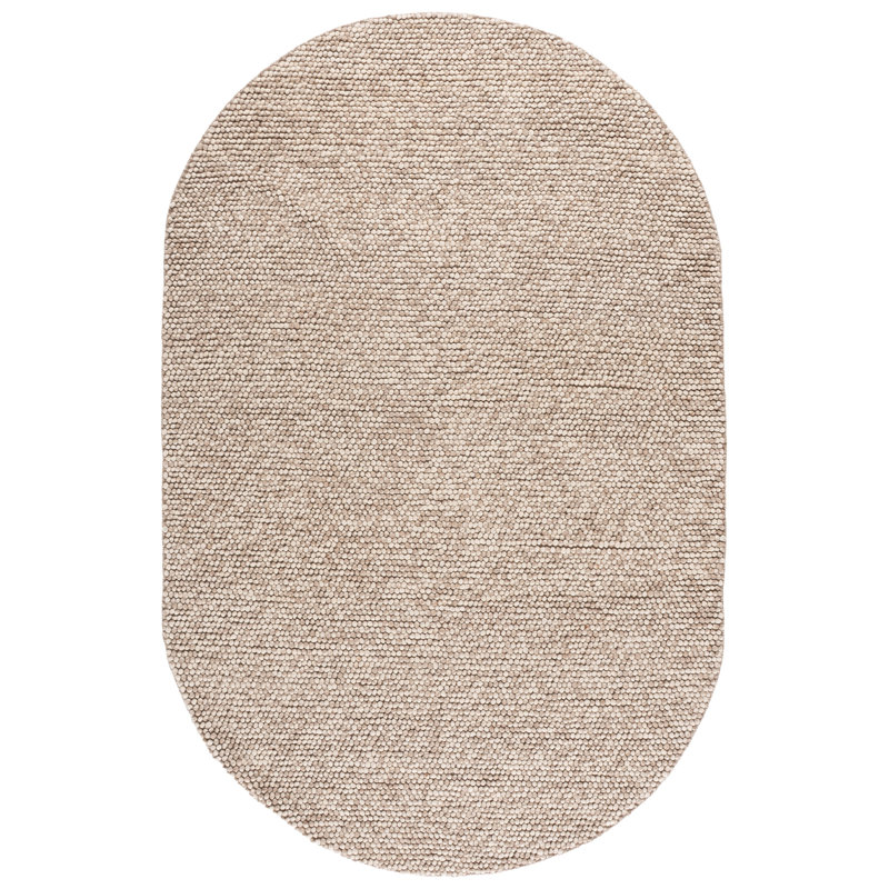 Tapis beige fait à la main Elle, Oval 6 pi x 9 pi