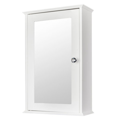 Single-door Mirror Bathroom Wall Cabinet (white) - Mdf Wall-mounted Storage Shelf With Magnetic Lock, Space-saving For Toiletries