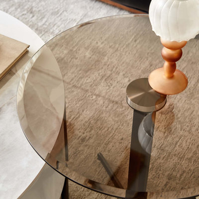 Table d'appoint ronde en verre Iorio