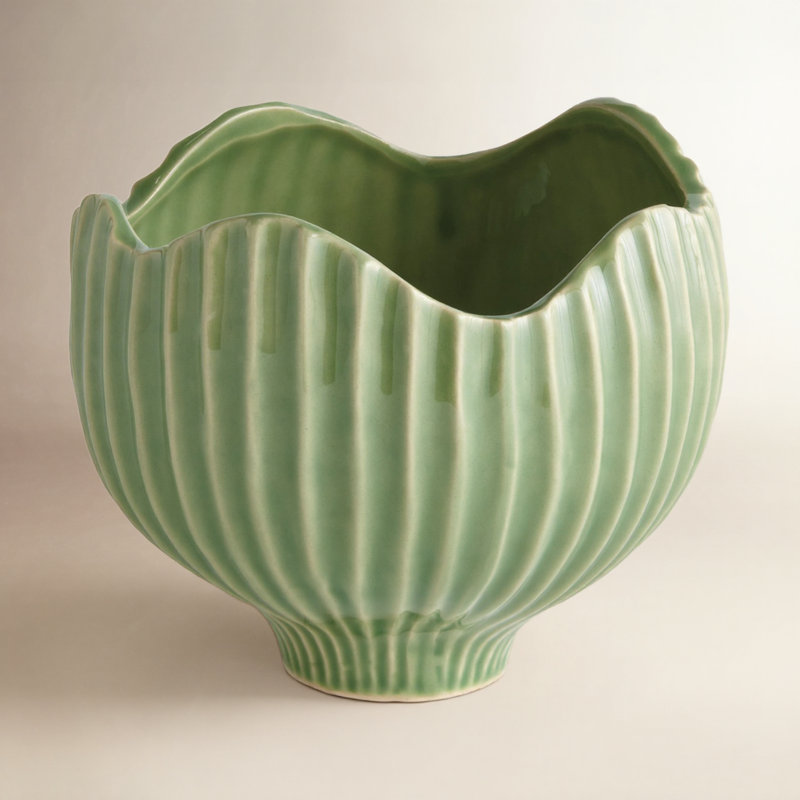 Pot de fleurs en céramique, Vert