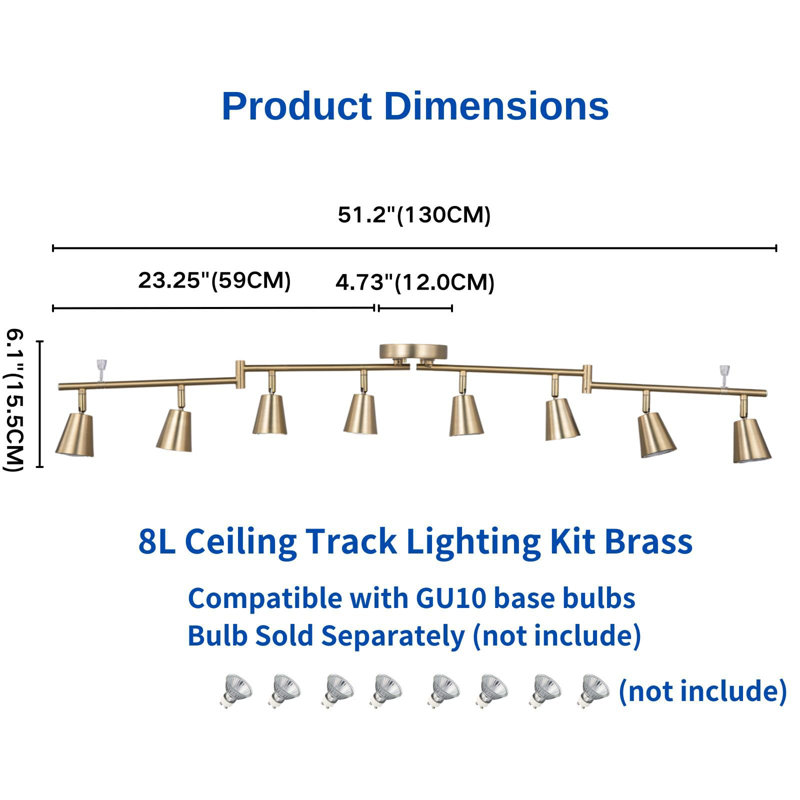 8-Light Adjustable Foldable Arms LED Track Lighting Kit