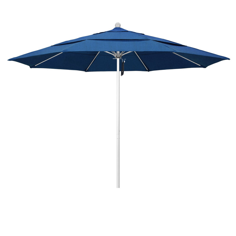 Parasol de marché 11 pi Silva, Blanc mat, Toile Sunbrella® régate