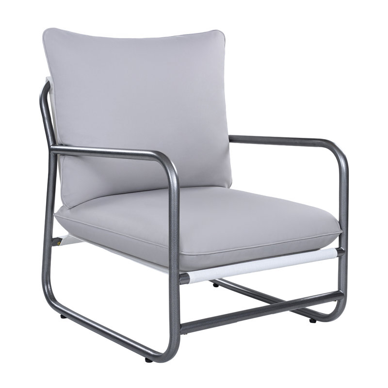 Fauteuil d'extérieur avec cadre en aluminium, fauteuil simple avec coussin amovible résistant à l'eau